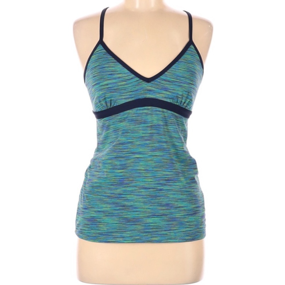 Athleta Green Blue Criss Cross Sports Top Medium